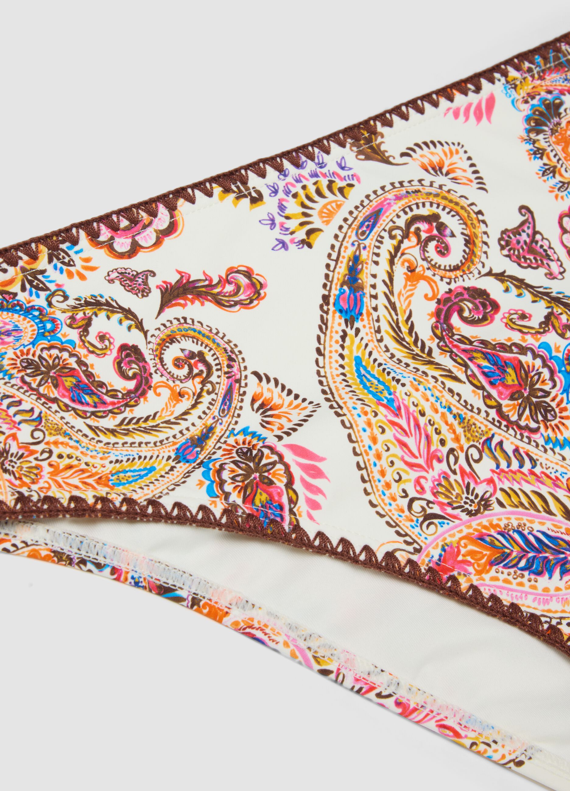 Braguita de bikini multicolor de tejido el&aacute;stico con estampado paisley