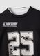 Black pure cotton crew-neck T-shirt with street print, relaxed fit_2