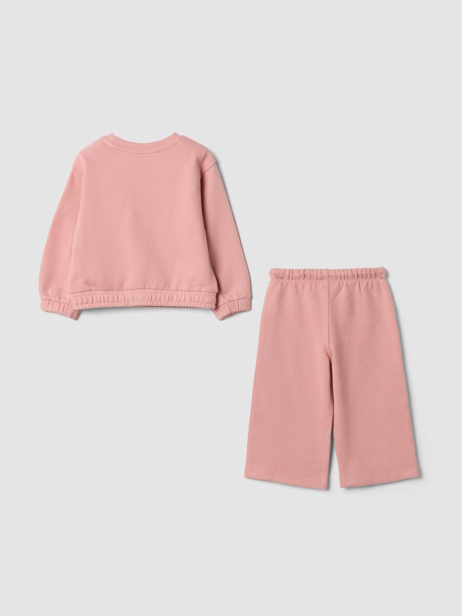Pink pure cotton set with crew-neck sweatshirt_1