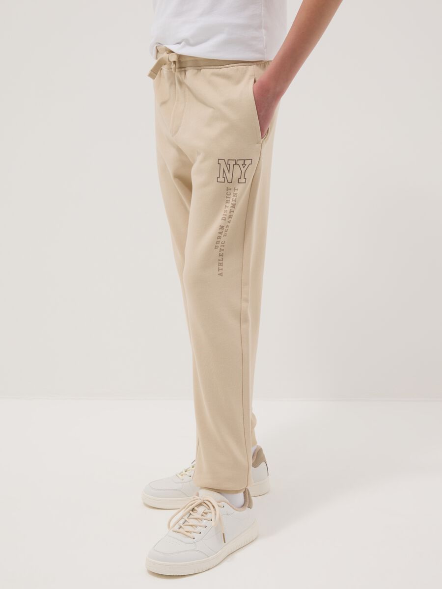 Boys' Beige Pure Cotton Joggers Regular Fit_1
