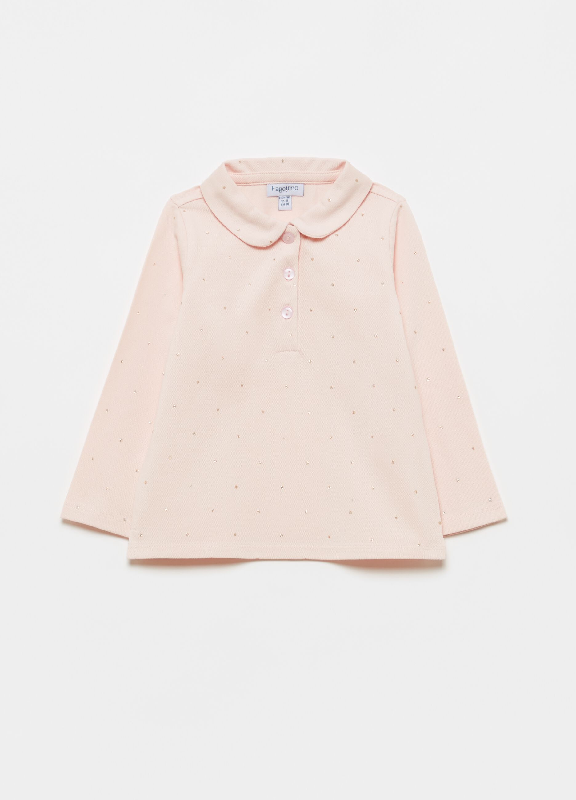 Polo shirt with all-over glitter polka dots print