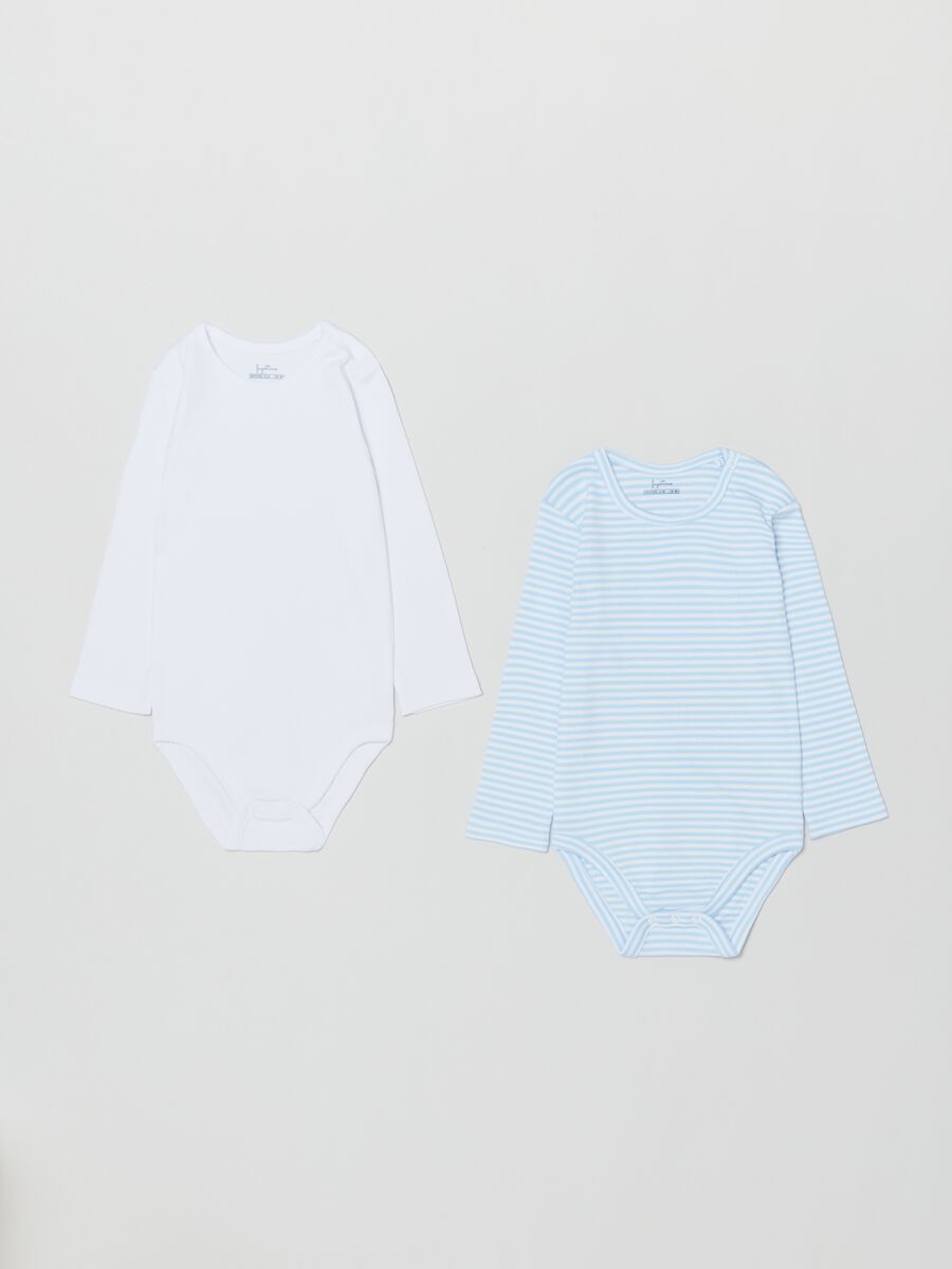 Two-pack cotton bodysuits with long sleeves._0