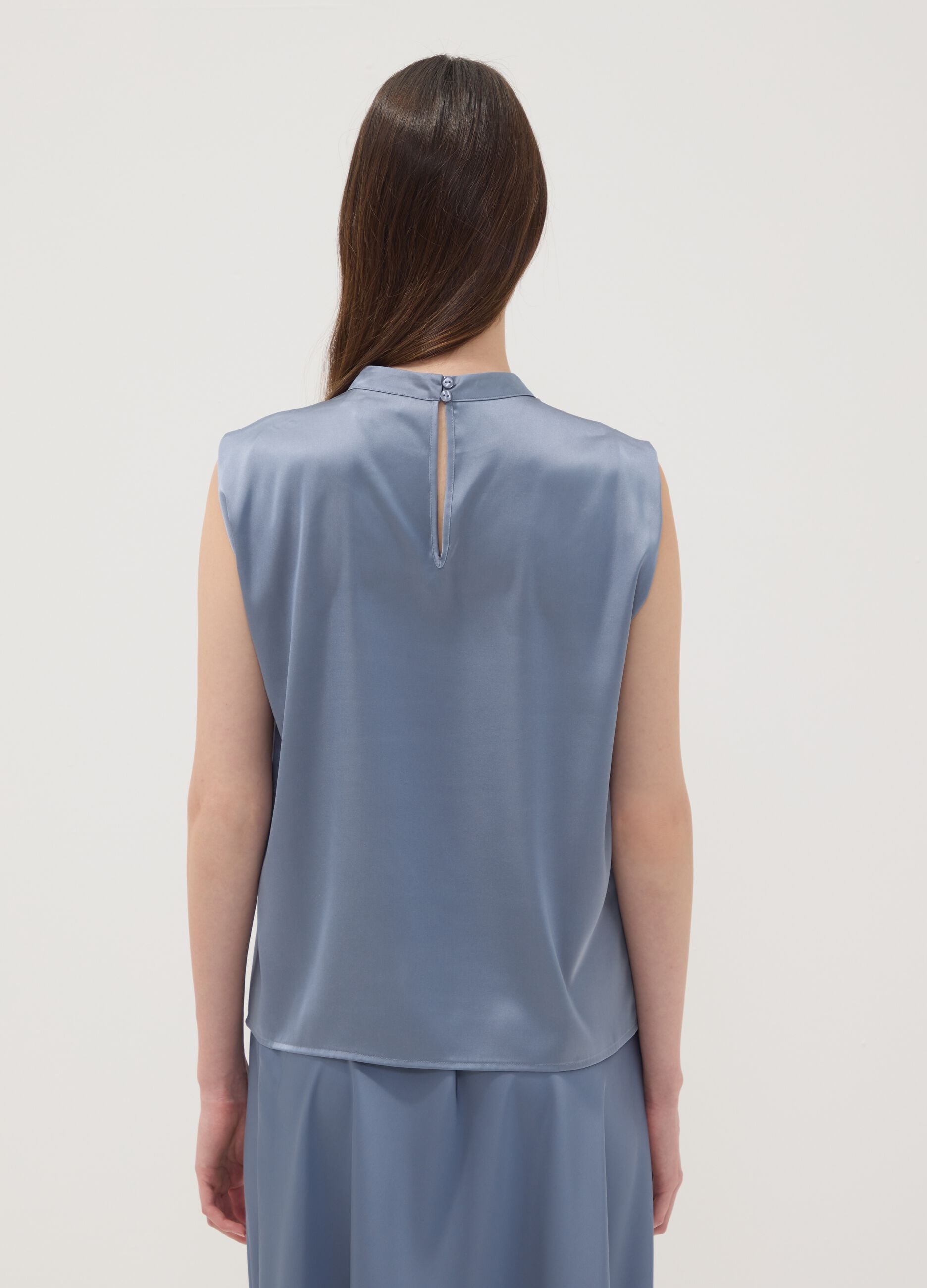Grey stretch high-neck top