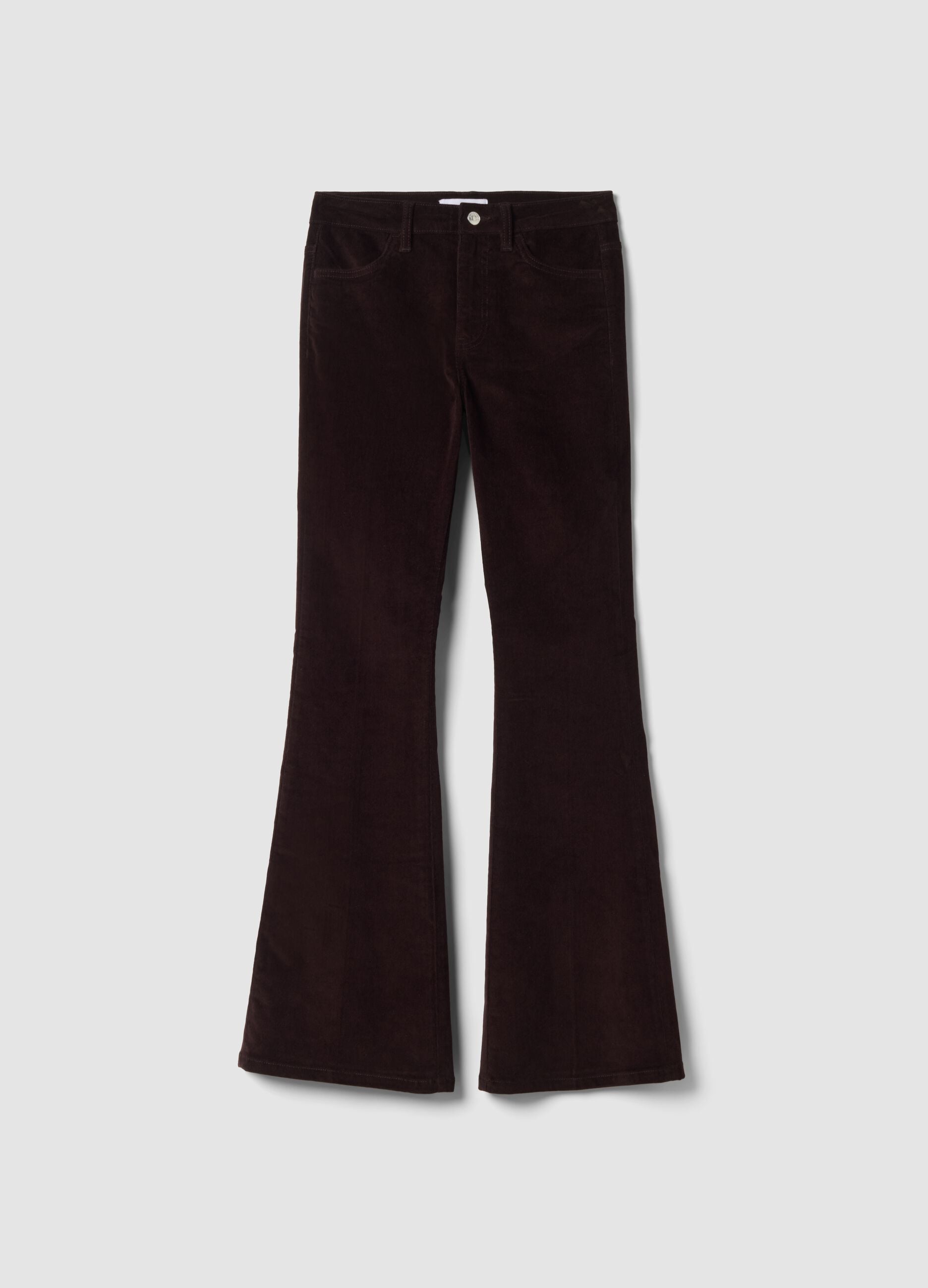 Braune Flared-Hose aus Stretch-Baumwolle