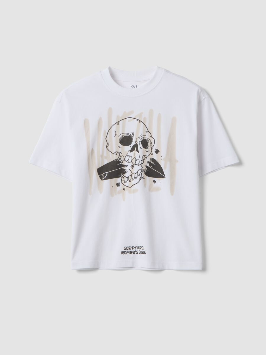 White pure cotton T-shirt with print_3
