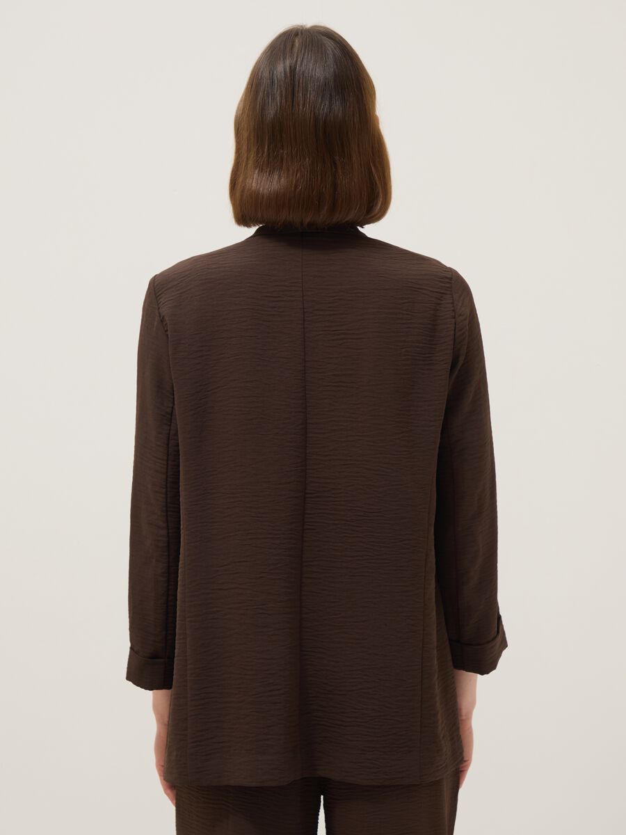 Brown buttonless regular-fit blazer_3