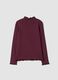 Violettes T-Shirt aus elastischer Bio-Baumwolle mit Stehkragen_1