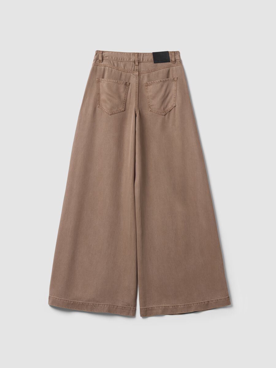 Brown wide-leg jeans in pure lyocell_1
