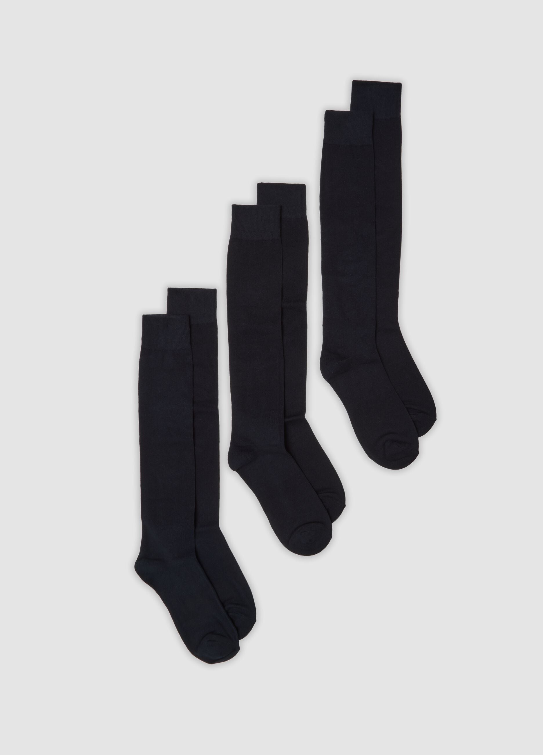 3er-Pack lange blaue Socken aus elastischer Bio-Baumwolle