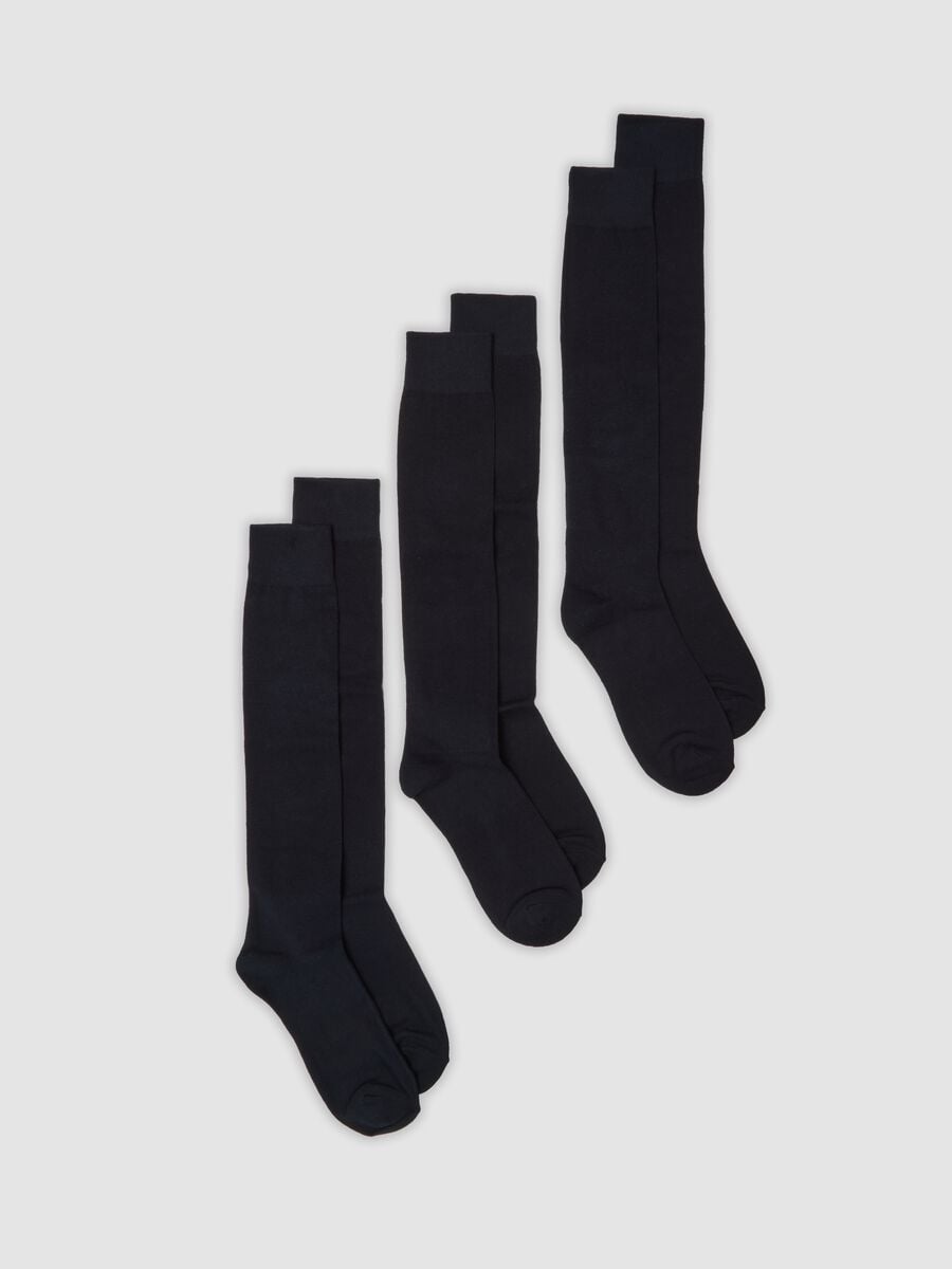 3er-Pack lange blaue Socken aus elastischer Bio-Baumwolle_0