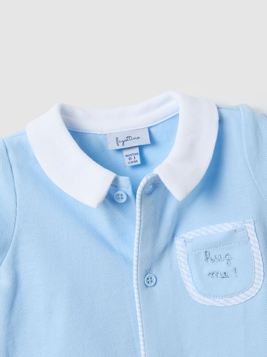 Baby blue cotton romper with pointed collar_2