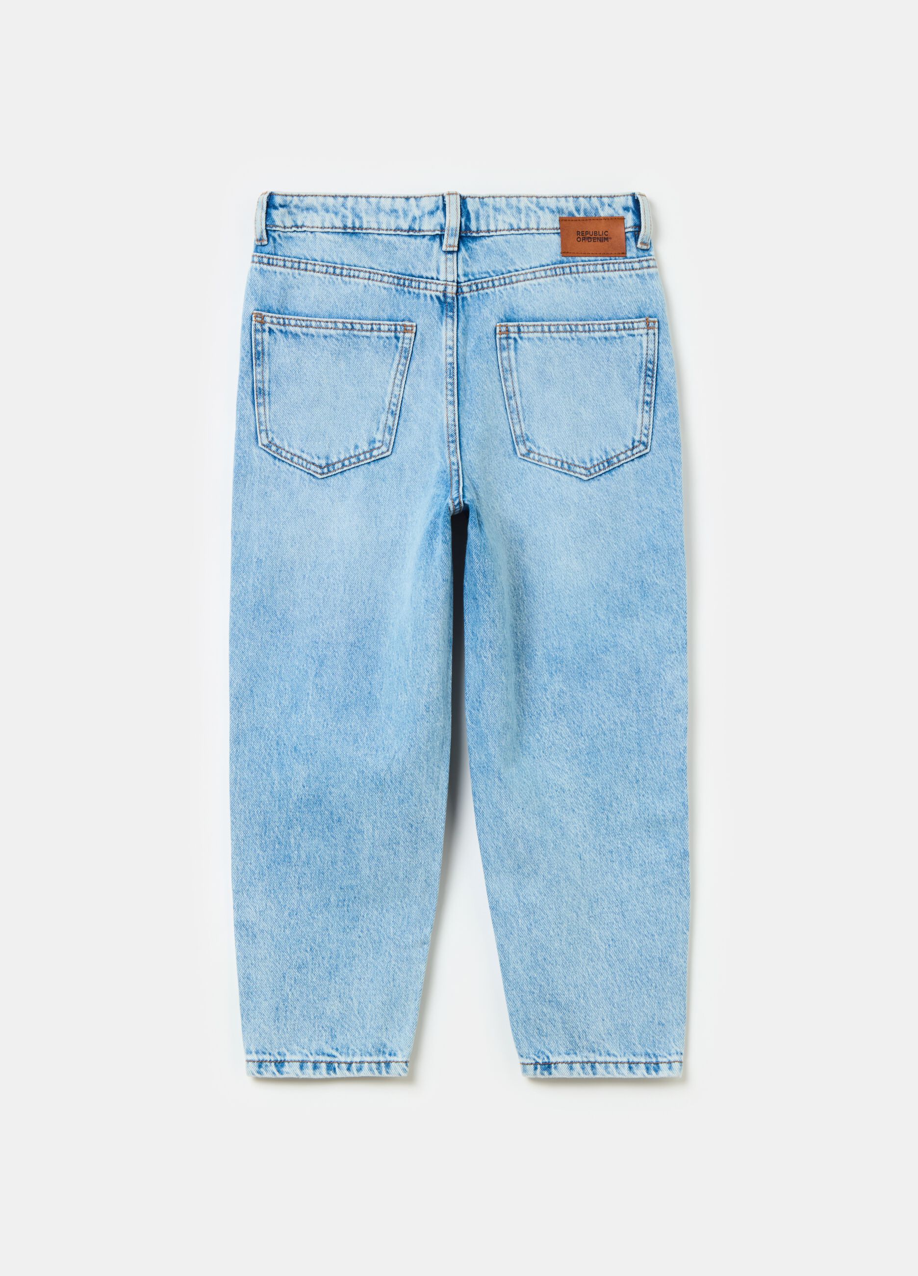 Baggy-fit acid wash jeans with abrasions