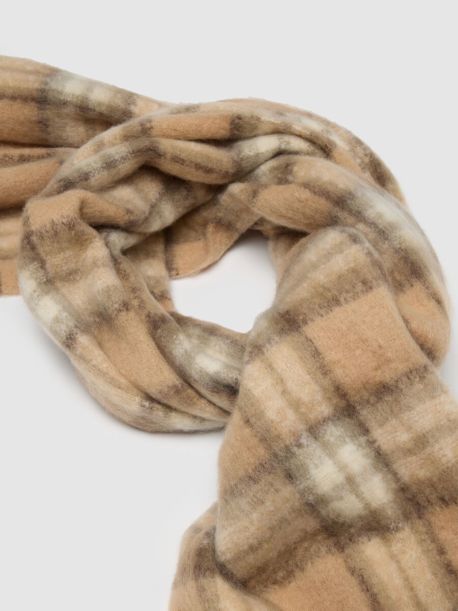 Multicolour Checked Scarf with Fringes_1