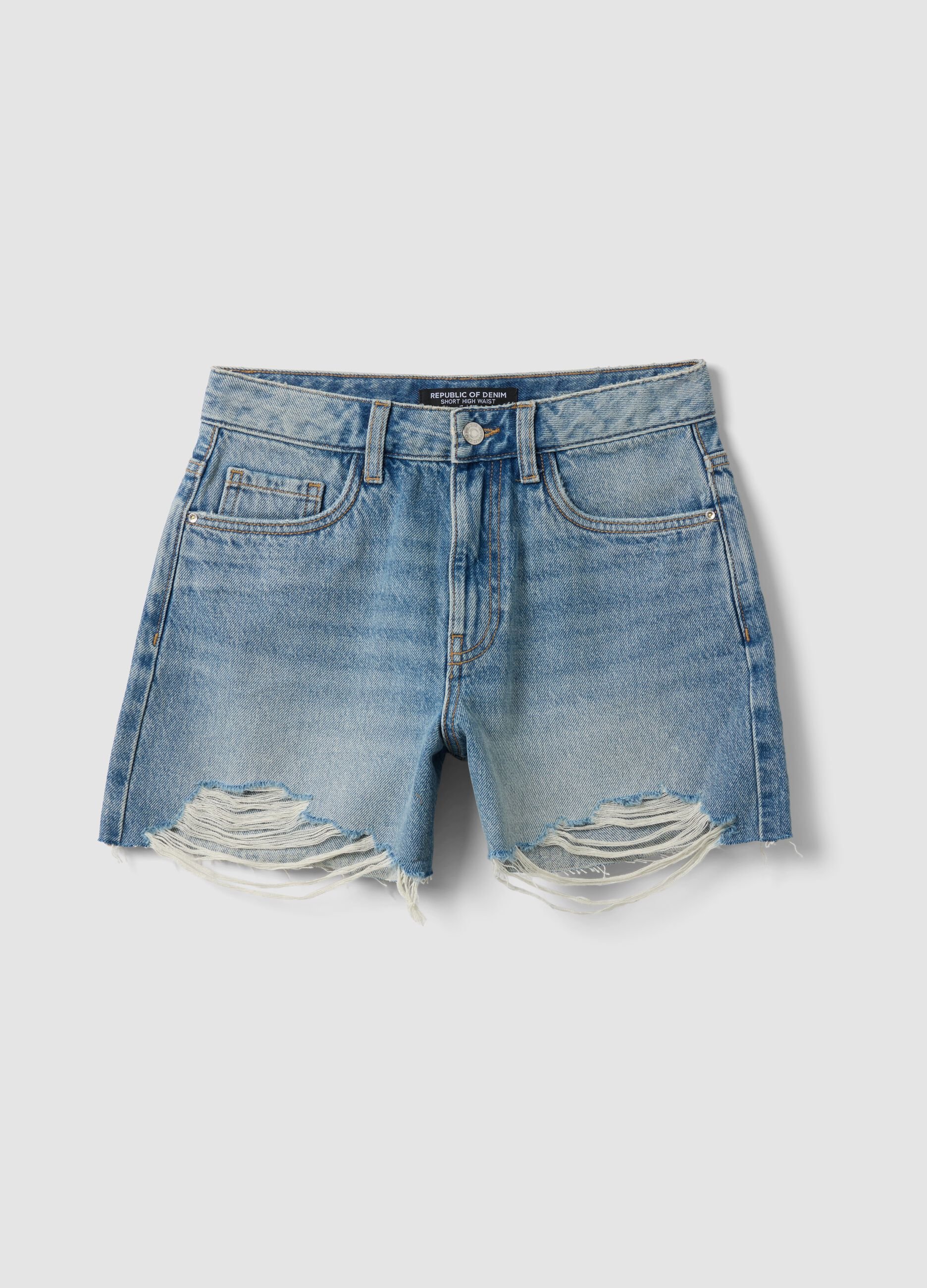 Light blue pure cotton denim shorts