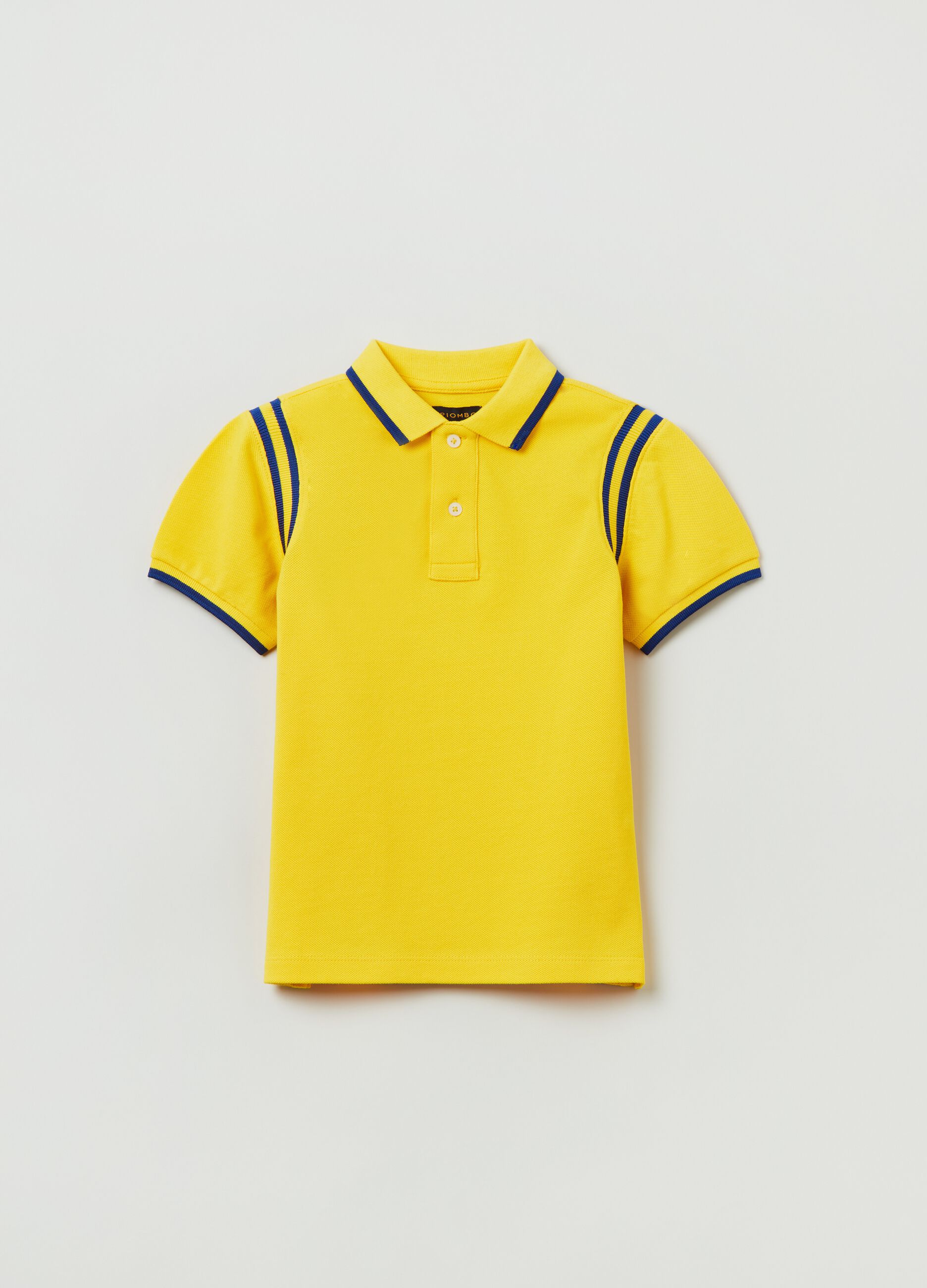 Polo shirt with tiger patch and contrasting trims._0