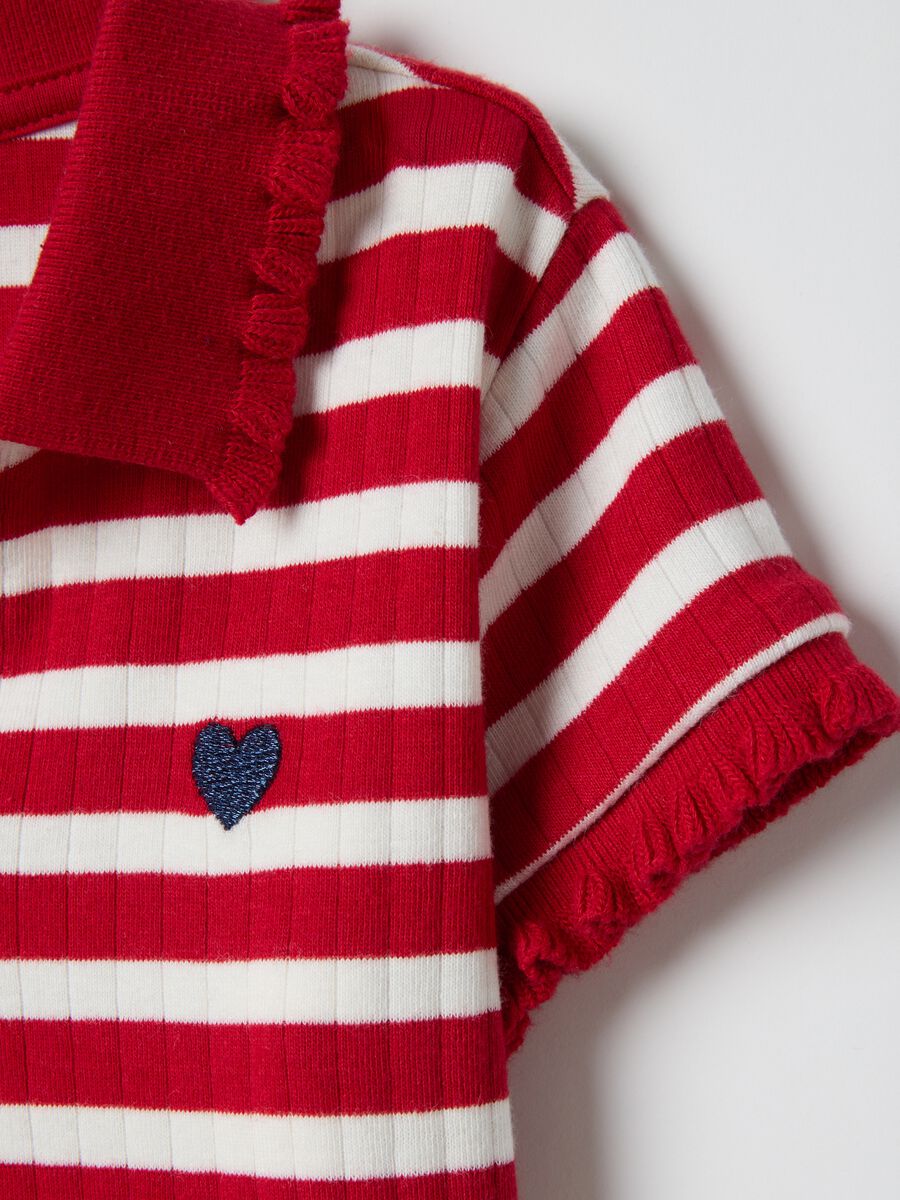 Multicolour cotton blend regular fit polo with bowling collar for girls_3