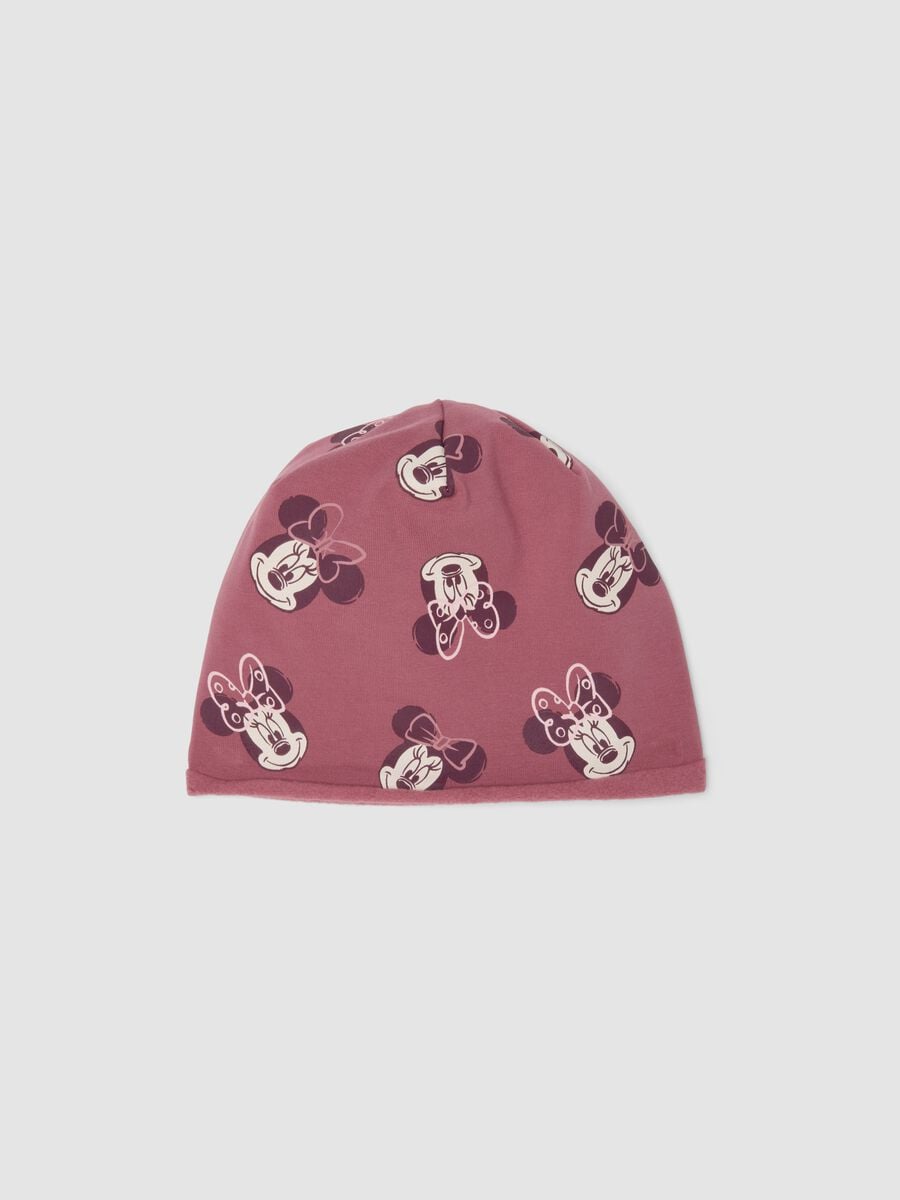 Pink stretchy organic cotton Minnie print hat for girls_0