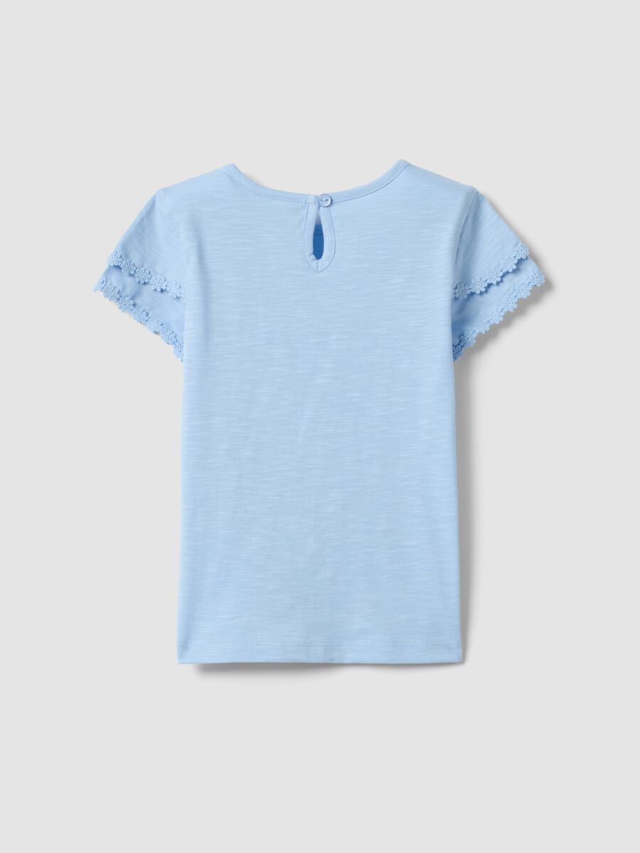 Blue pure cotton short-sleeve T-shirt_1