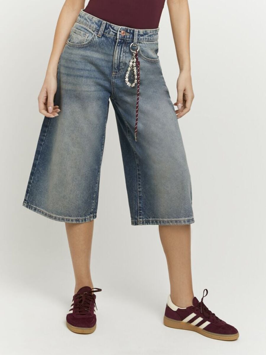 Blue pure cotton culotte jeans_1