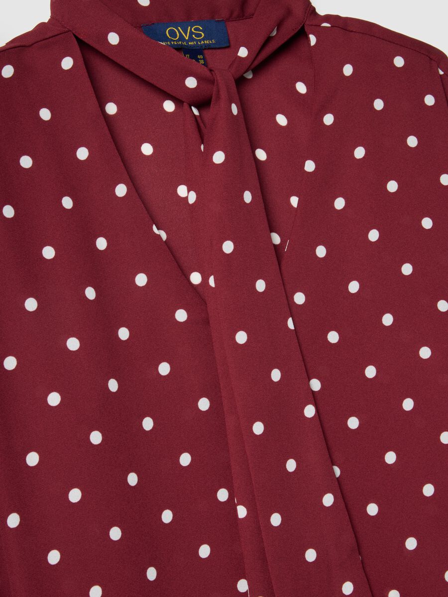 Burgunderrot Polka-Dot-Krepphemd_5