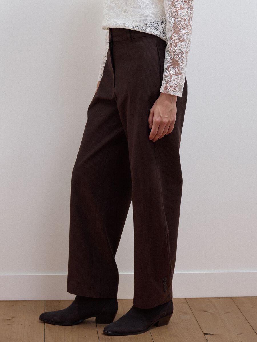 Pantaloni marroni in puro cotone barrel fit_3