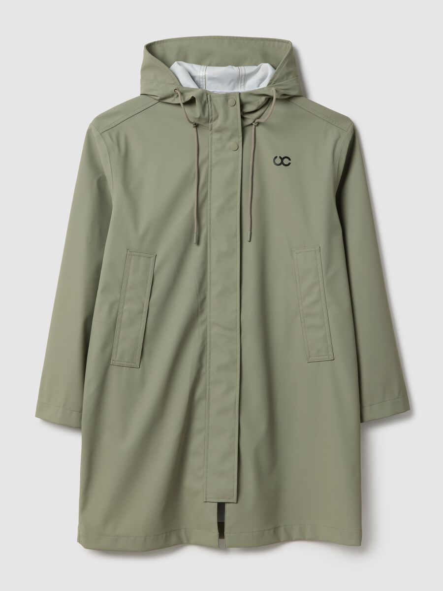 Green waterproof hooded jacket regular fit_0