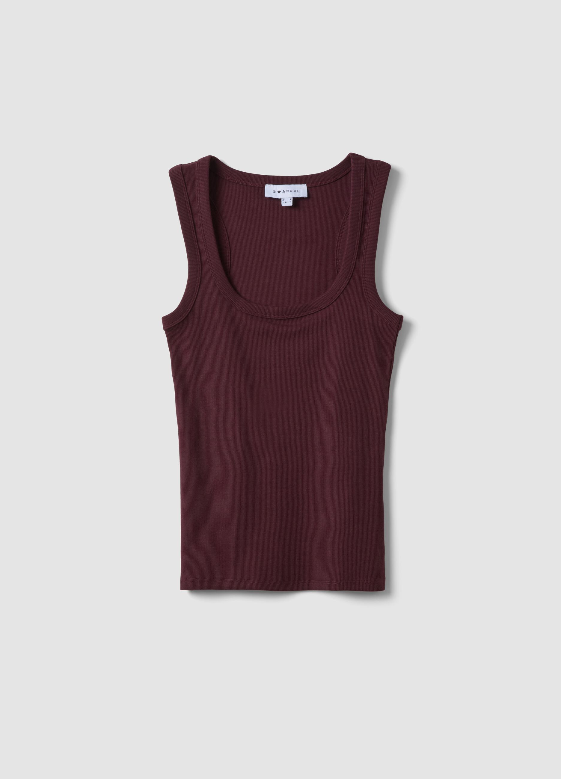 Top de al&ccedil;as roxo em algod&atilde;o el&aacute;stico