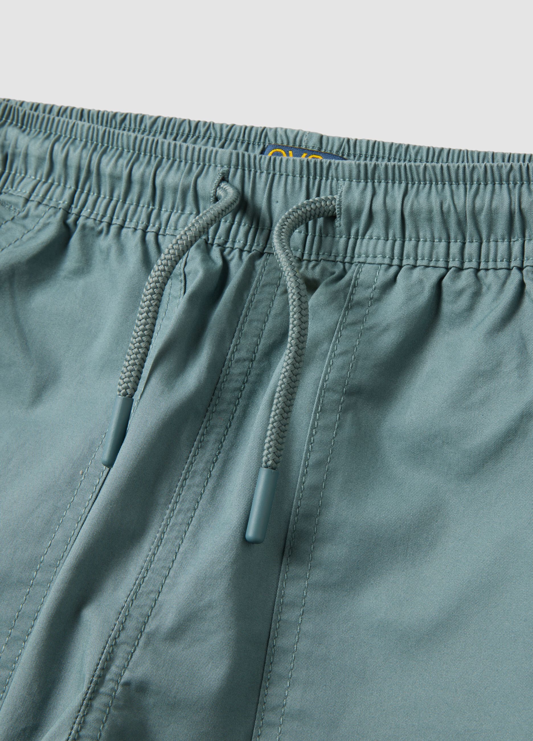 Light blue pure cotton shorts with elasticated waistband
