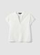 Pure cotton white shirt regular fit deep V with sheerness_4