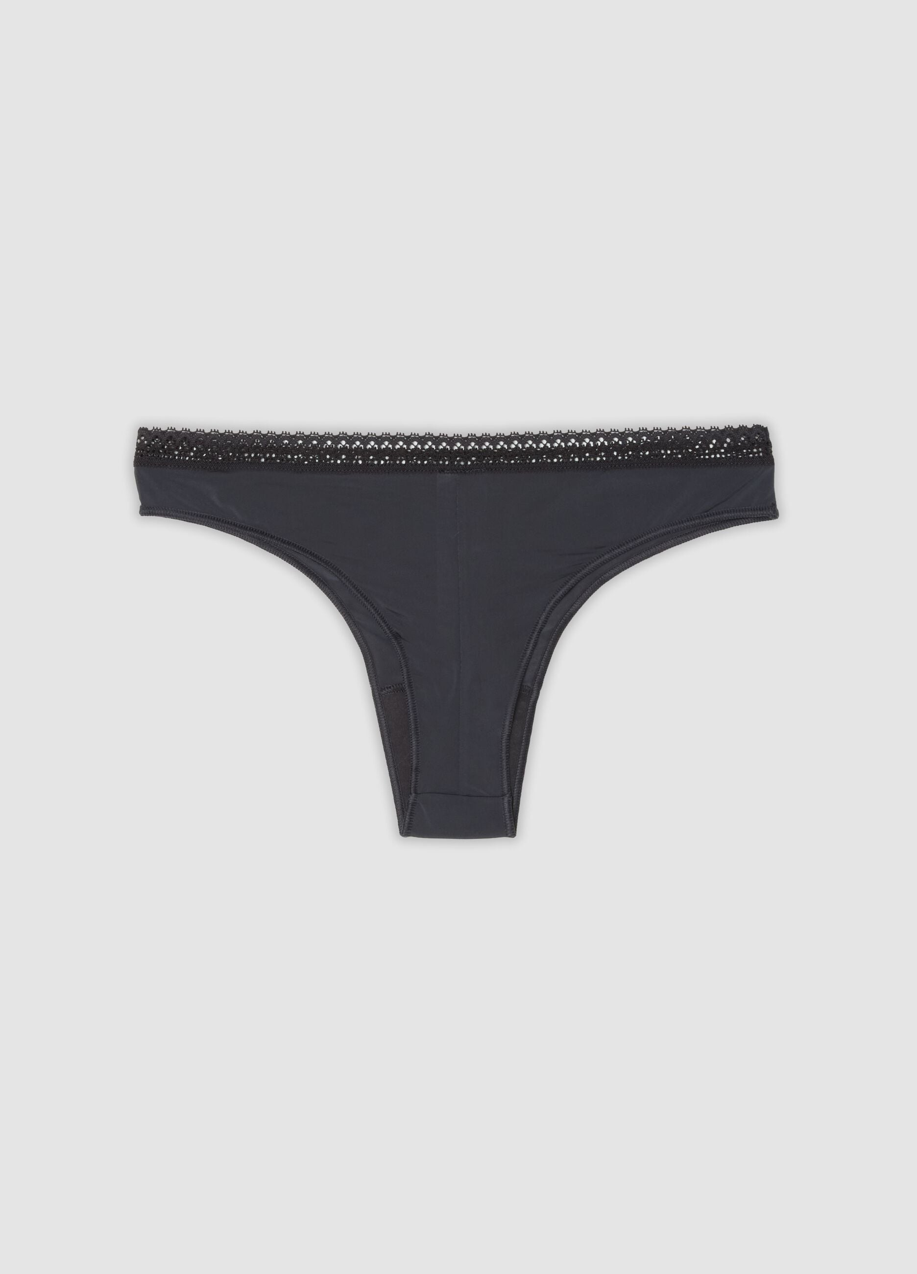 3-pack of multicolour Brazilian briefs with lace trim