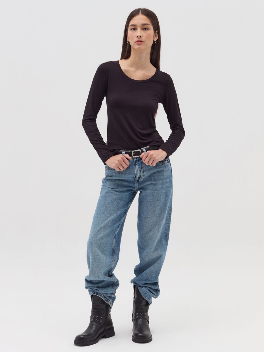 Long-sleeved T-shirt in stretch viscose_1