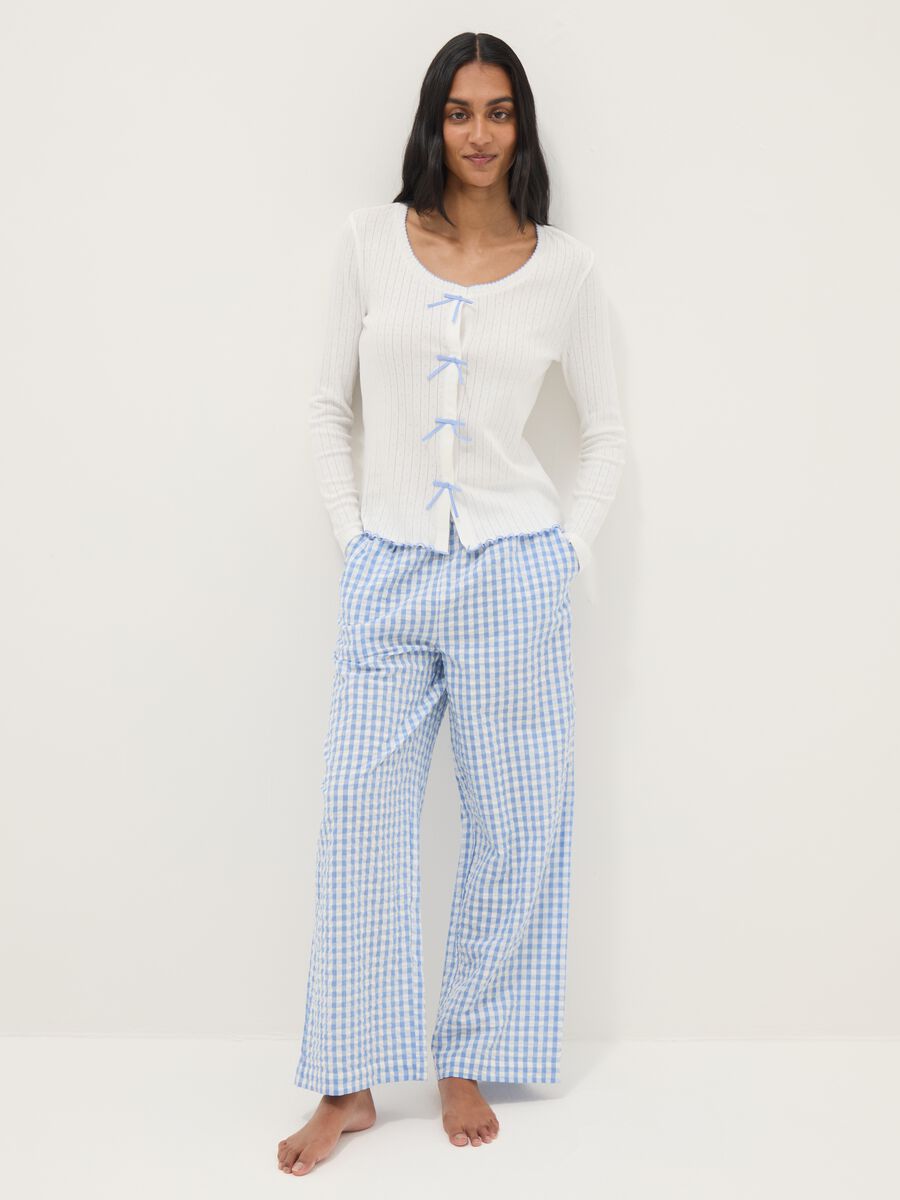 Multicolour check pure cotton pyjama trousers regular fit_0
