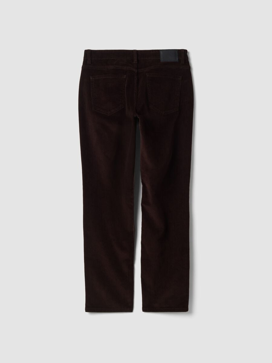 Pantaloni marroni in cotone elasticizzato a coste regular fit_2
