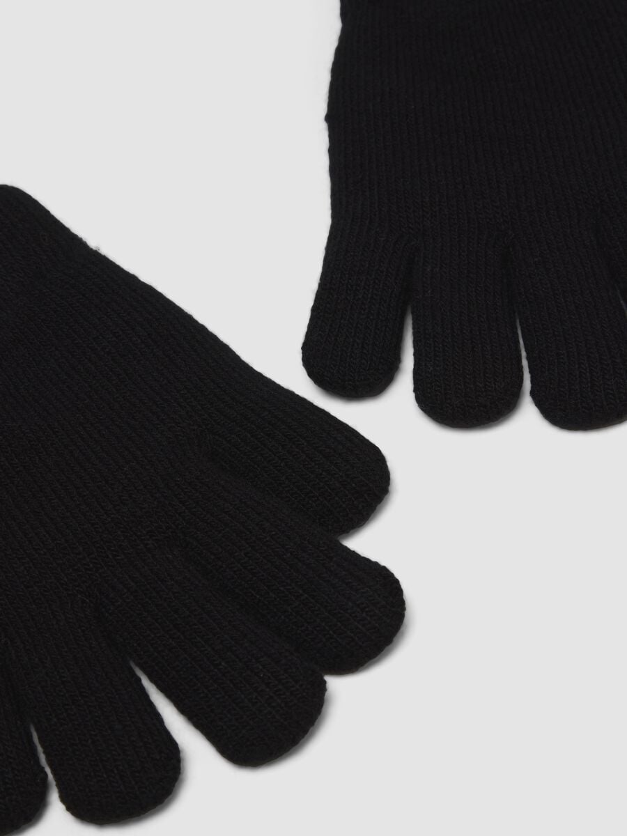 Black stretch-fabric gloves_1