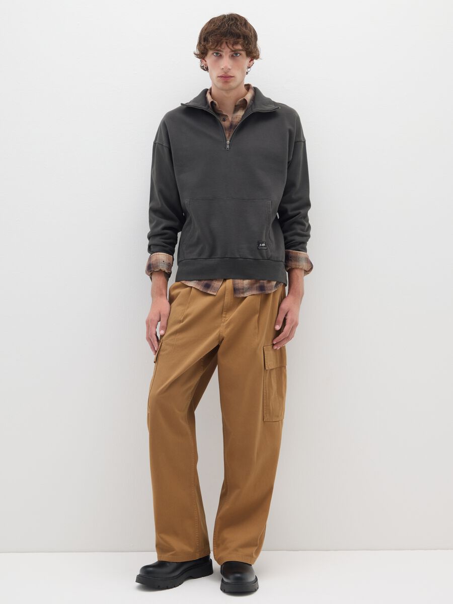 Brown Baggy Pure Cotton Cargo Trousers_0