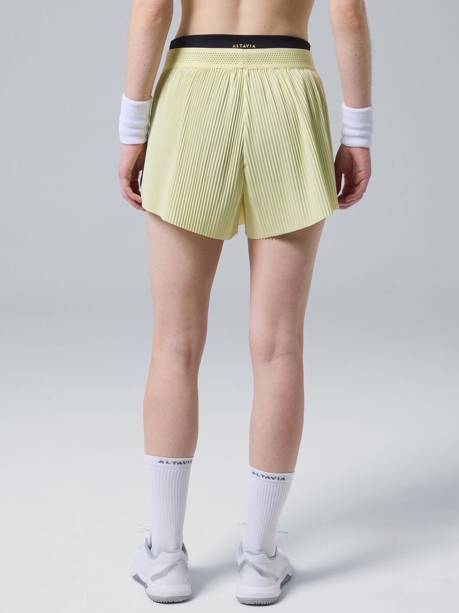 ALTAVIA COURT yellow pleated sports shorts in stretch fabric with removable inner short_3