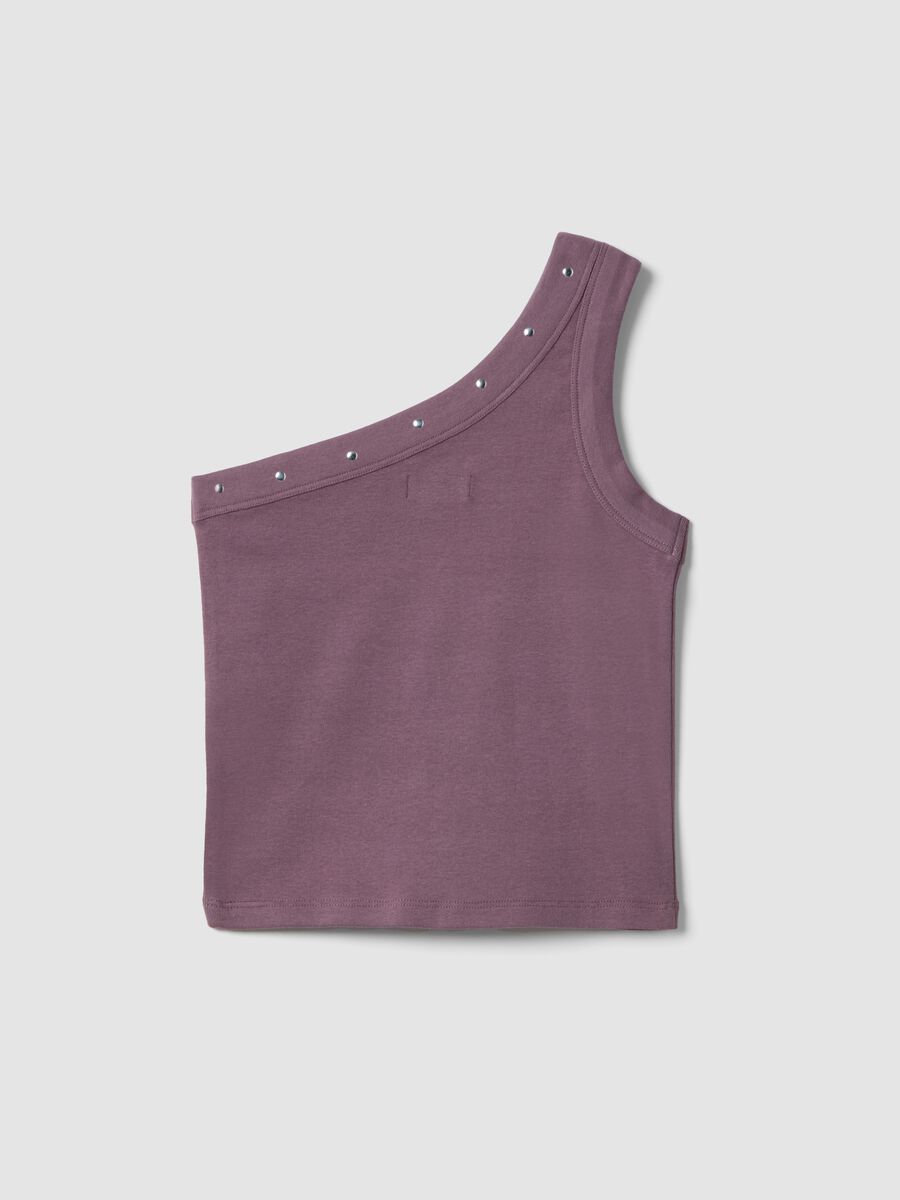 Fitted purple stretch cotton tank top for girls_4
