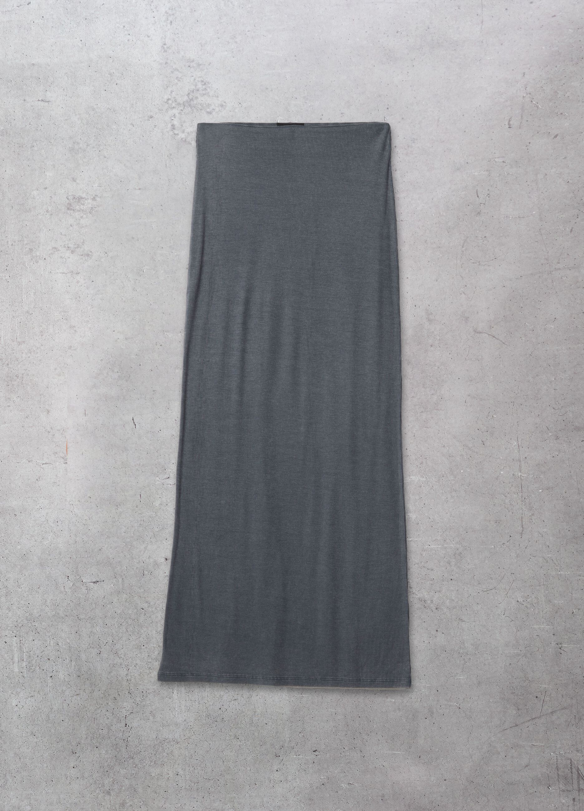 Vintage Grey Ribbed Long Skirt
