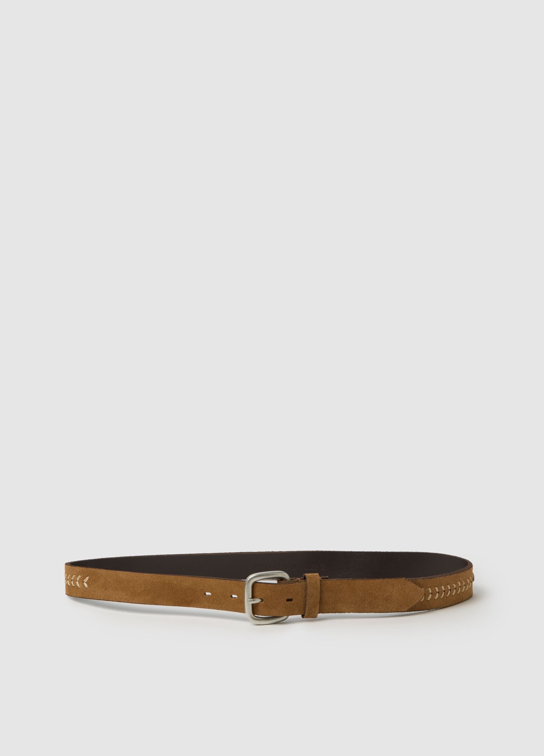 Genuine Leather Brown Belt with Braided Details