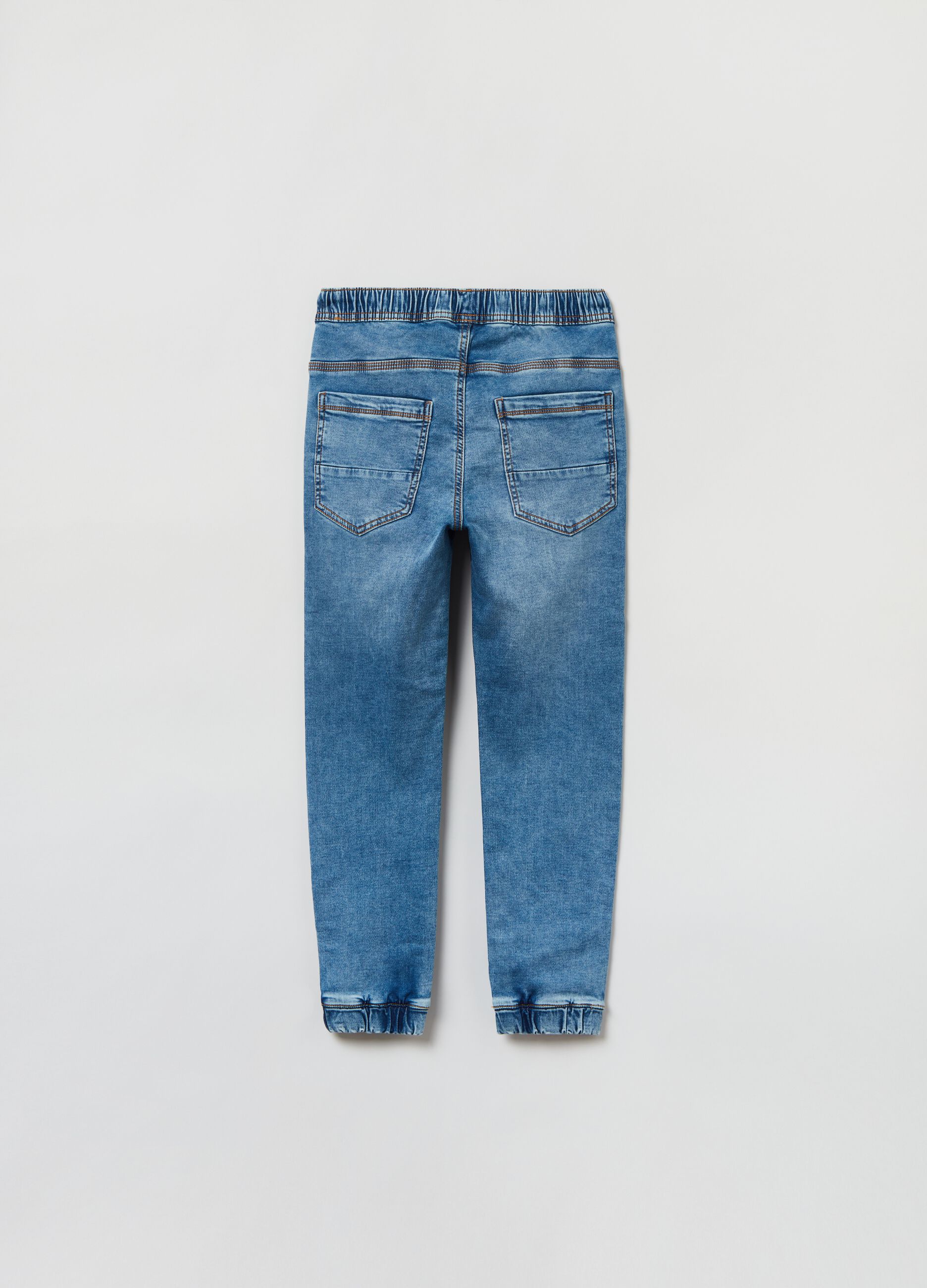 Joggers in denim con coulisse_1