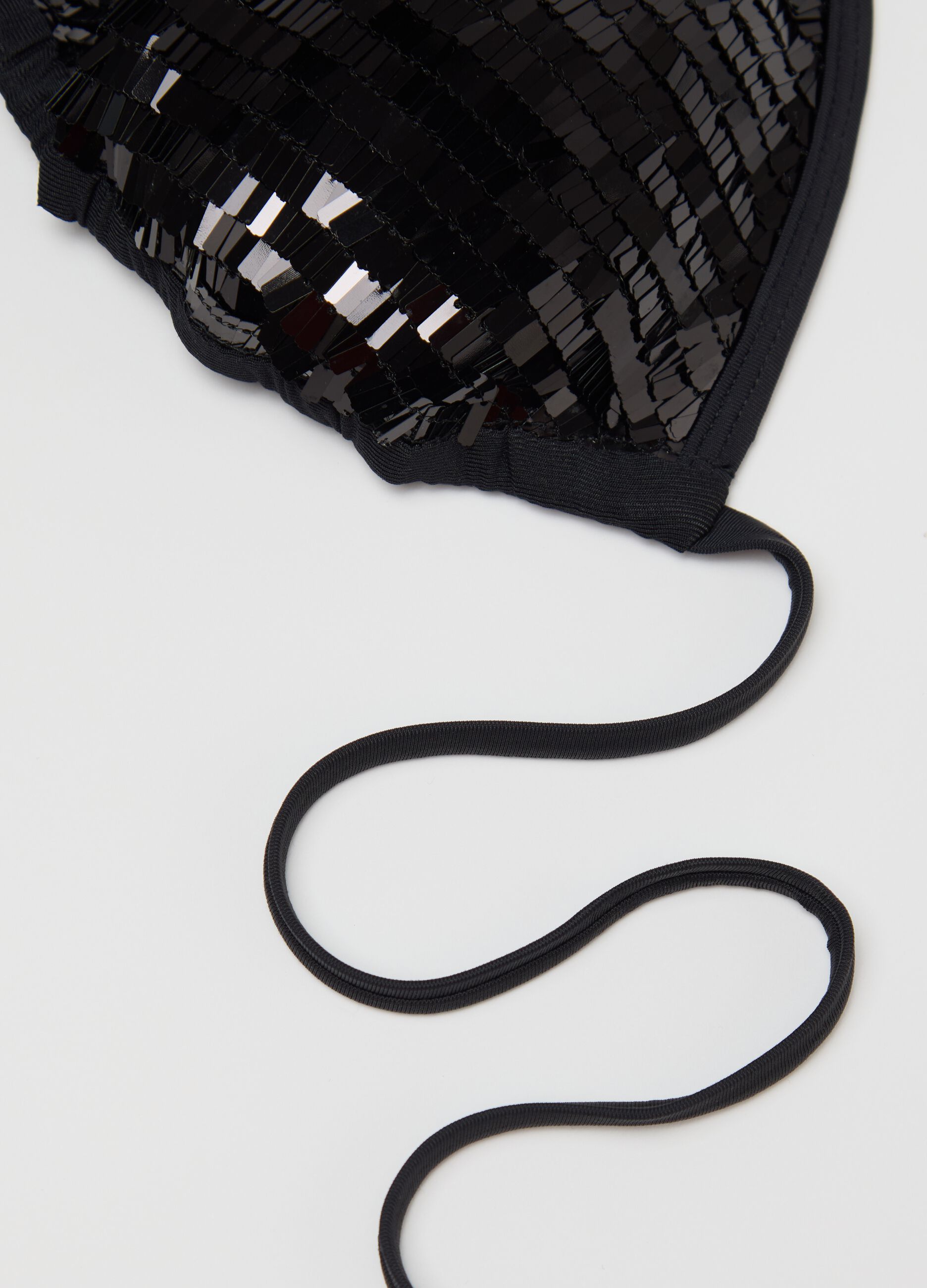 Bikini Triangle Noir à Sequins Argentés - Séparable - Tailles S, M, L - Neuf Avec étiquettes