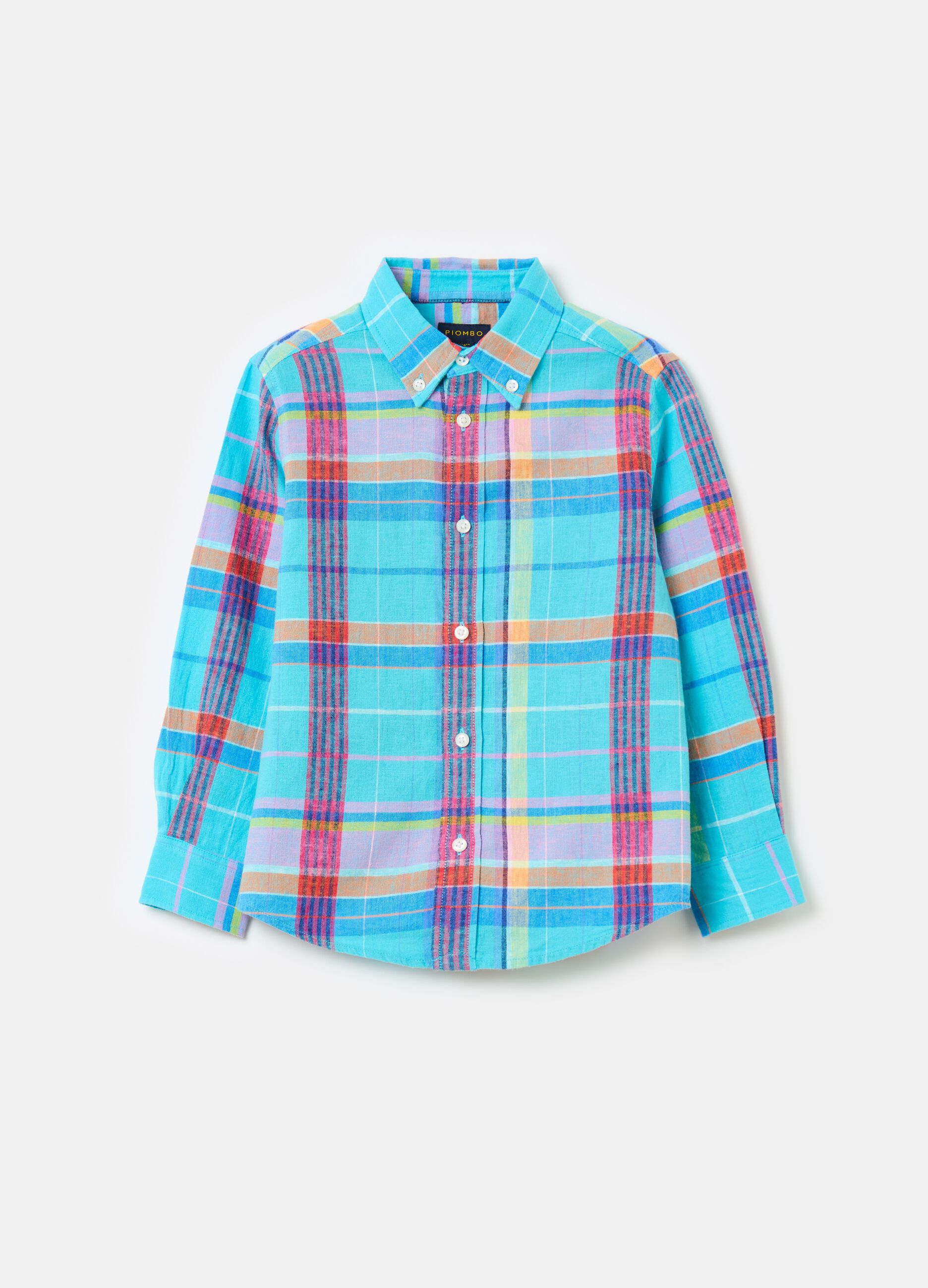 Check shirt in linen and cotton