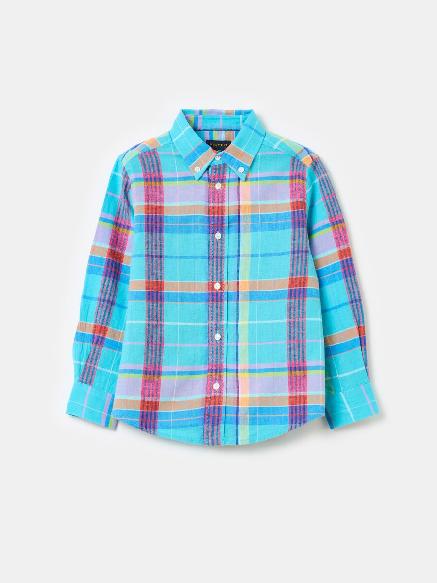 Check shirt in linen and cotton_4
