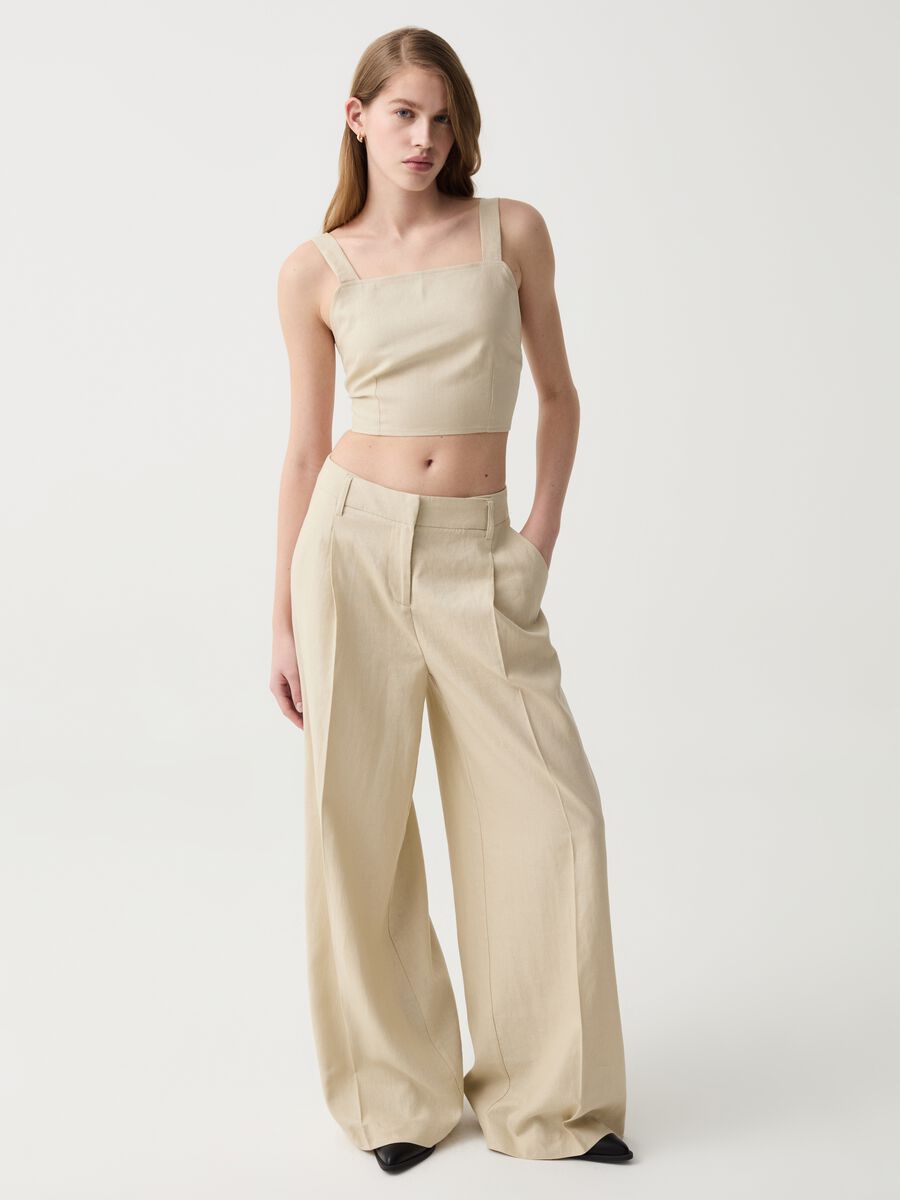 Wide-leg palazzo trousers with darts_0