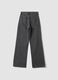 Grey pure cotton wide-leg high-waisted denim jeans_6