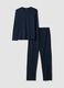 Blue pure organic cotton V-neck pyjamas_0