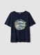 Blue pure cotton T-shirt regular fit with print_4
