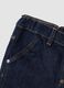Jeans denim blu scuro in cotone elasticizzato con risvolto per bimbo_2