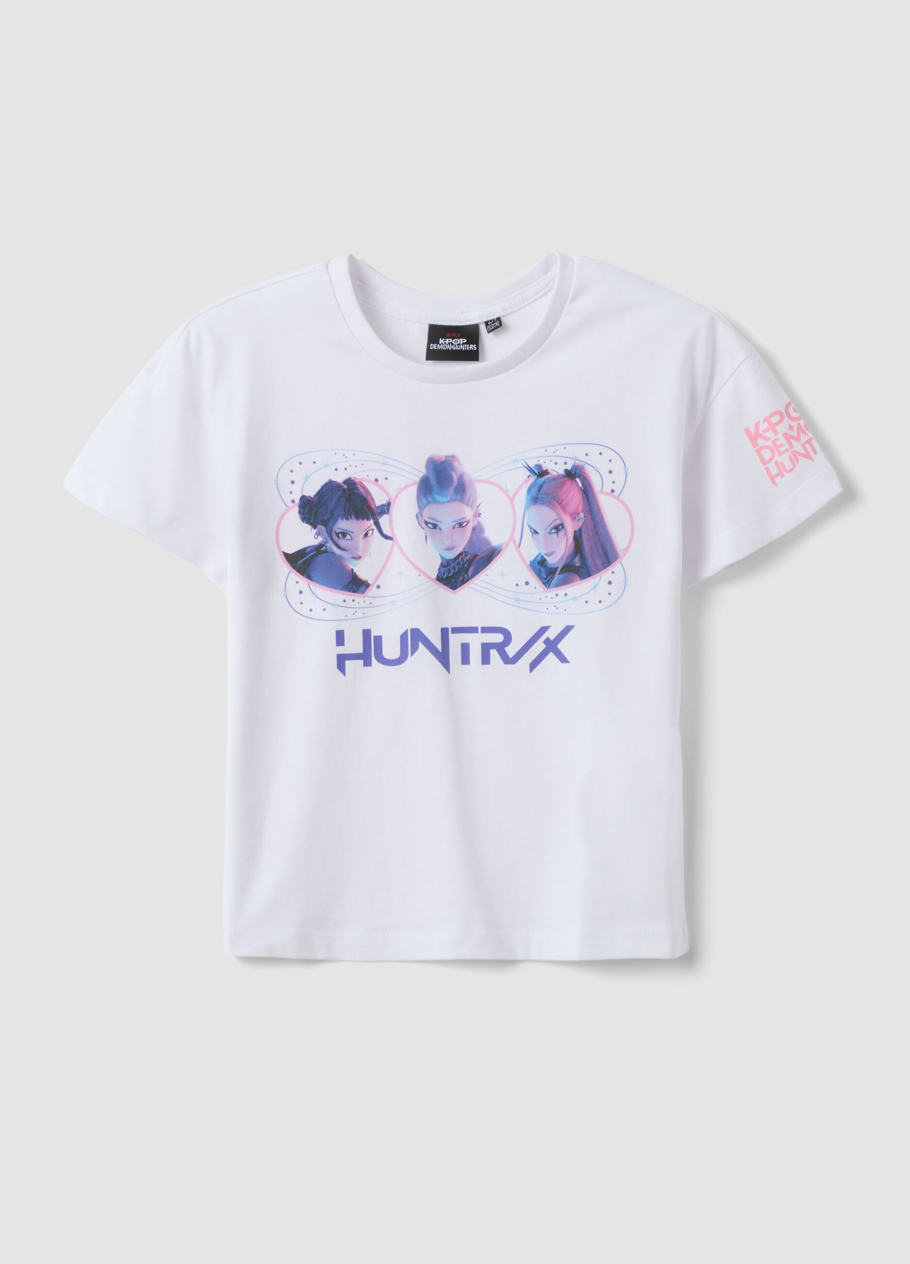 Girls' white pure cotton T-shirt regular fit with print