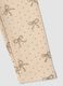 Leggings skinny beige in cotone organico elasticizzato con fiocchi per bambina_3